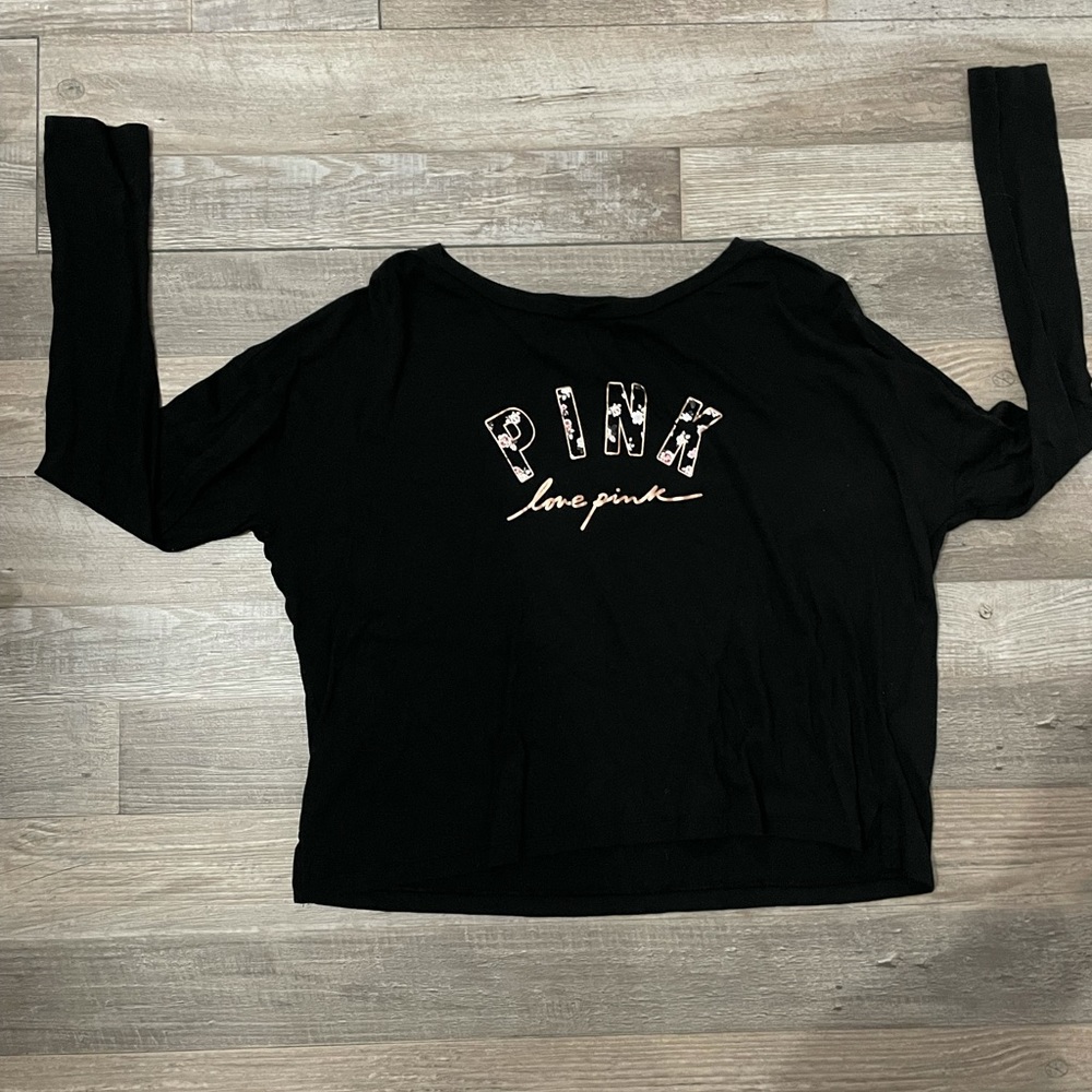 Pink Nation love sleeve cropped shirt